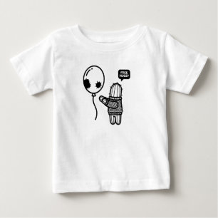 Camiseta Adesivo de Balão Abraçando Cacto Minimalista Engra
