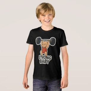 Camiseta Adesivo de Bebê Forte Levantando Pesos