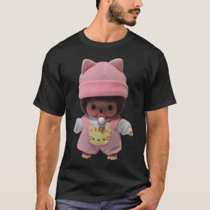 Camiseta Adesivo de boneca Monchhichi com traje de gato ros