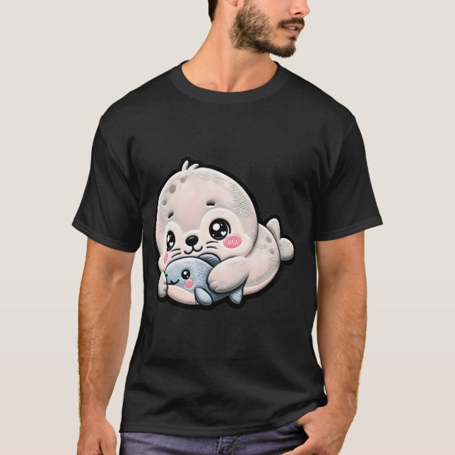 Camiseta Adesivo de Bordado de Foca Bebê Fofa (Frente)