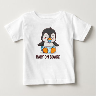 Camiseta Adesivo de Carro de Pinguim de Desenho Animado Fof