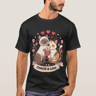 Camiseta Adesivo de Casal de Gatos Fofos para Presente Româ