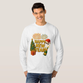 Camiseta Adesivo de Celebração de Ano Novo Feliz