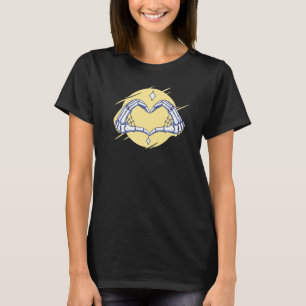 Camiseta Adesivo de Coração com Mãos de Esqueleto Fantasia 