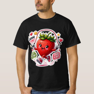 Camiseta Adesivo de Fitness de Corda de Pular Morango Kawai