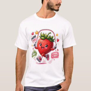 Camiseta Adesivo de Fitness de Corda de Pular Morango Kawai