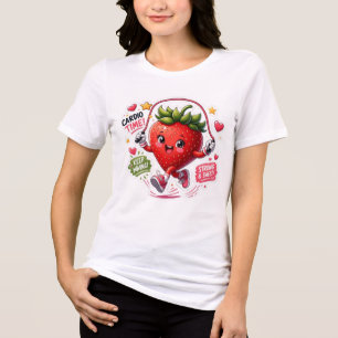 Camiseta Adesivo de Fitness de Corda de Pular Morango Kawai