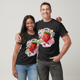 Camiseta Adesivo de Fitness de Corda de Pular Morango Kawai