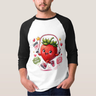 Camiseta Adesivo de Fitness de Corda de Pular Morango Kawai