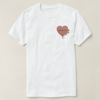 Camiseta Adesivo de Flor Mamãe Coração Rosa Bordado Fofo
