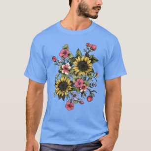 Camiseta adesivo de flores vintage retrô