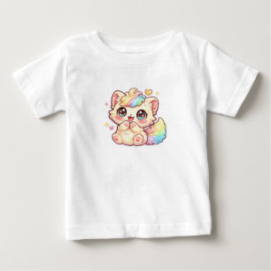 Camiseta Adesivo de Gatinho Kawaii Arco-Íris Fofinho e Felp