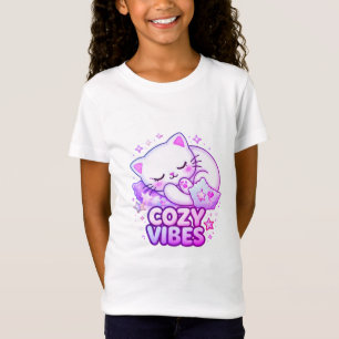 Camiseta Adesivo de Gato Cozy Vibe Gato Fofo Dormindo