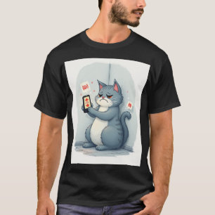 Camiseta Adesivo de gato engraçado para evitar recarregar o