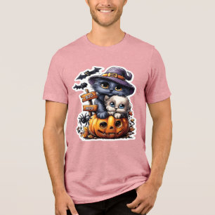 Camiseta Adesivo de Gato fofo de Halloween � Chapéu de Brux