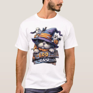 Camiseta Adesivo de Gato fofo de Halloween � Chapéu de Brux