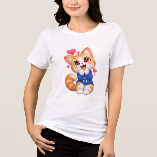 Camiseta Adesivo de Gato Fofo Espantado