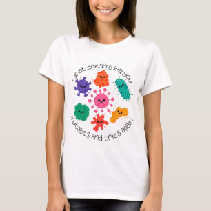 Camiseta Adesivo de Laboratório de Ciências de Bactérias Fo