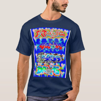 Camiseta adesivo de música de grafite azul