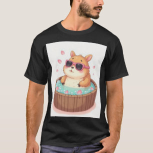 Camiseta Adesivo de Relaxamento de Capivara em Banheira de