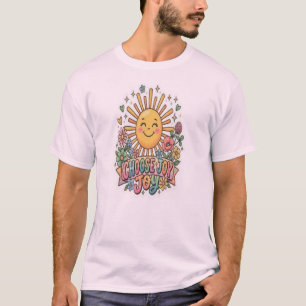 Camiseta Adesivo de Sol Sorridente Fofo Escolha Alegria Pos