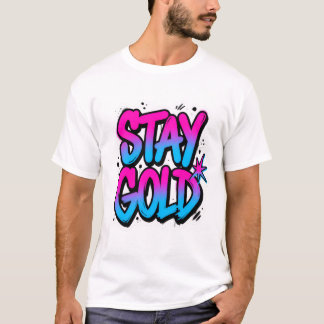 Camiseta Adesivo de streetwear Fique Dourado com Grafite em