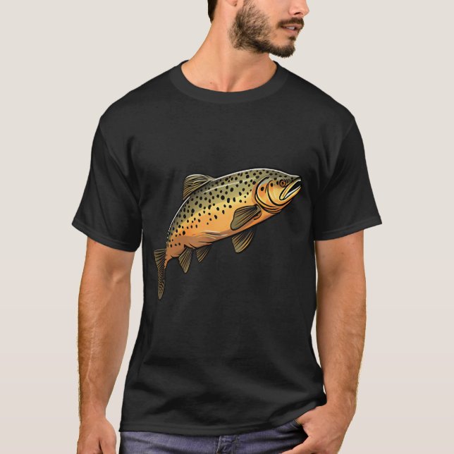 Camiseta Adesivo de truta marrom (Frente)