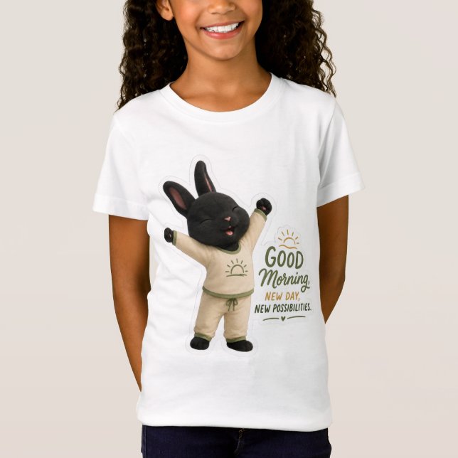 Camiseta Adesivo do Coelho de Alongamento Matinal (Frente)