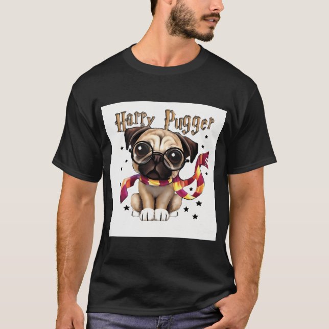 Camiseta adesivo feliz de pug (Frente)