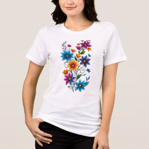 Camiseta Adesivo Gráfico de Buquê Floral Colorido