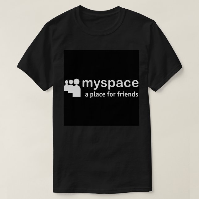 Camiseta Adesivo preto do logotipo do Myspace (Frente do Design)