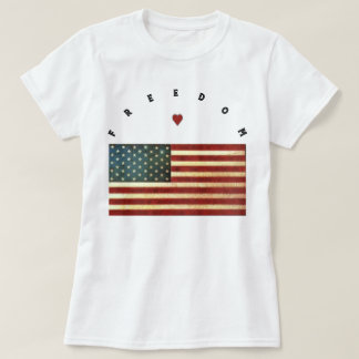 Camiseta Adesivo Redondo Clássico da Bandeira da Liberdade 