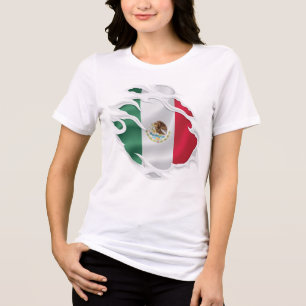 Camiseta Adesivo Redondo Clássico da Bandeira do México Ras