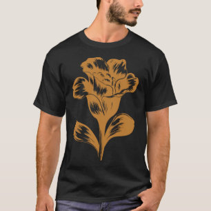 Camiseta Adesivo Vintage de Linocut Botânico em Mostarda Do