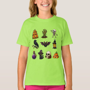 Camiseta Adesivos de Halloween Fofos e Assustadores – Abóbo
