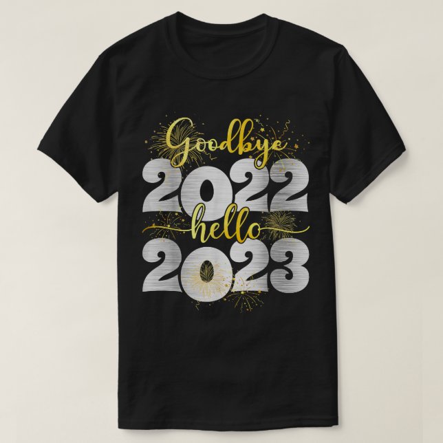 Camiseta Adeus 2022 Alô 2023 Feliz ano novo Natal P (Frente do Design)