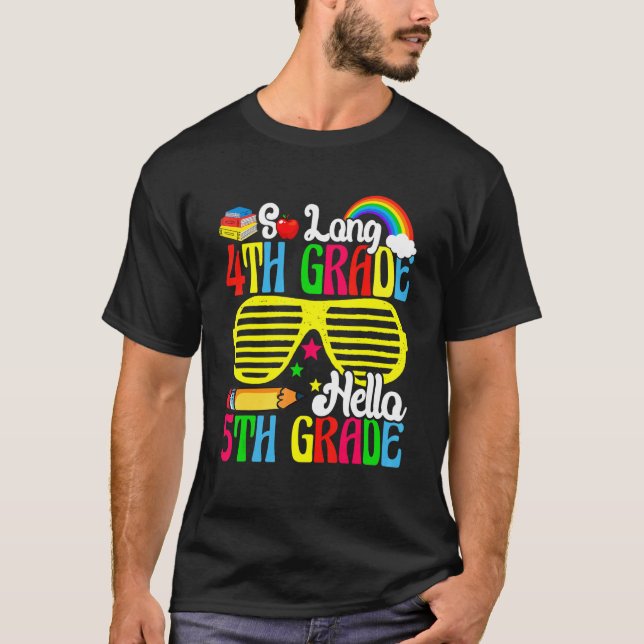 Camiseta Adeus, 4º ano, Alô, 5, ampulheta-de-vidro (Frente)