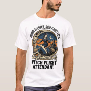 Camiseta Adeus assistente de voo bruxa Halloween vassoura q