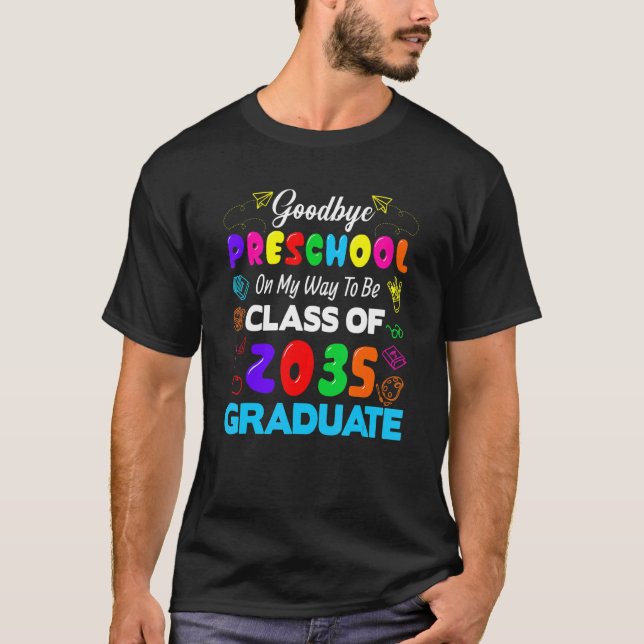 Camiseta Adeus, Classe Pré-Escolar De 2035, Formando Olá Ki (Frente)
