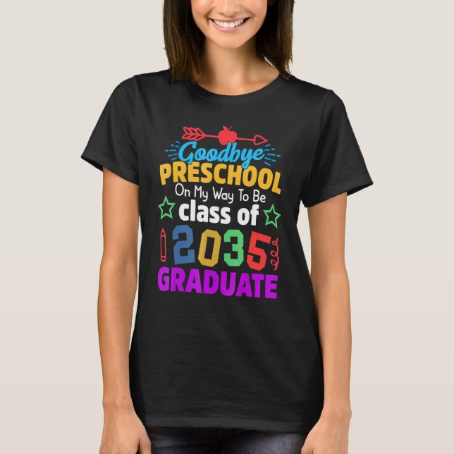 Camiseta Adeus, Classe Pré-Escolar De 2035, Formando Olá Ki (Frente)