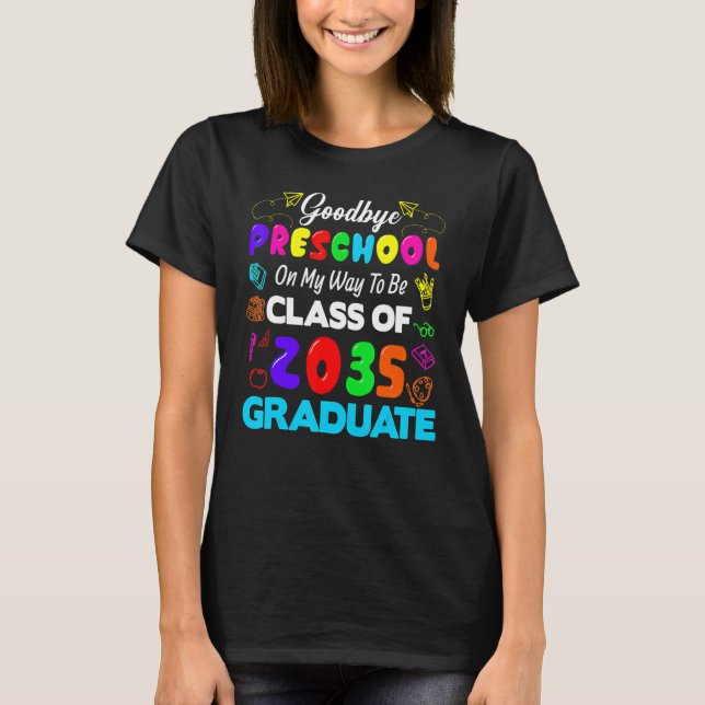 Camiseta Adeus, Classe Pré-Escolar De 2035, Formando Olá Ki (Frente)