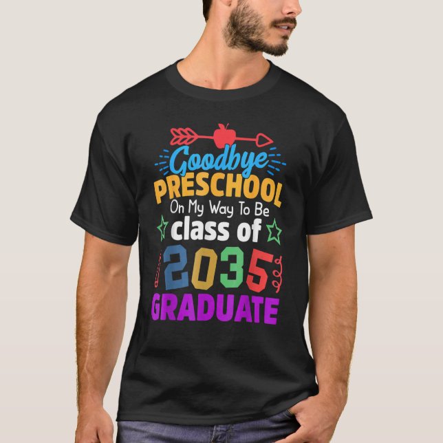 Camiseta Adeus, Classe Pré-Escolar De 2035, Formando Olá Ki (Frente)