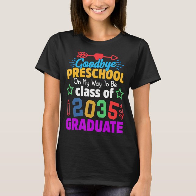 Camiseta Adeus, Classe Pré-Escolar De 2035, Formando Olá Ki (Frente)