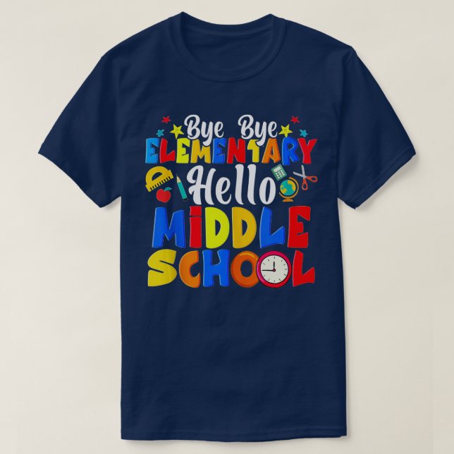 Camiseta Adeus Elementar Olá Engraçado do Ensino Médio (Frente do Design)
