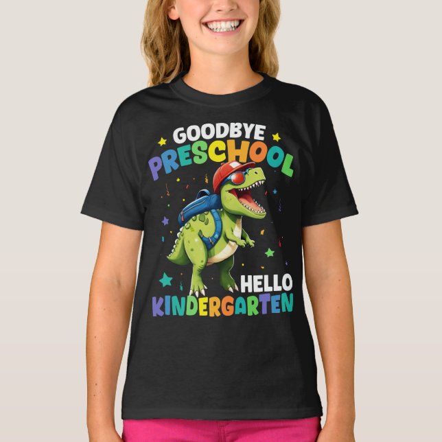 Camiseta Adeus Graduação Pré-Escolar Dinossauro T rex (Frente)