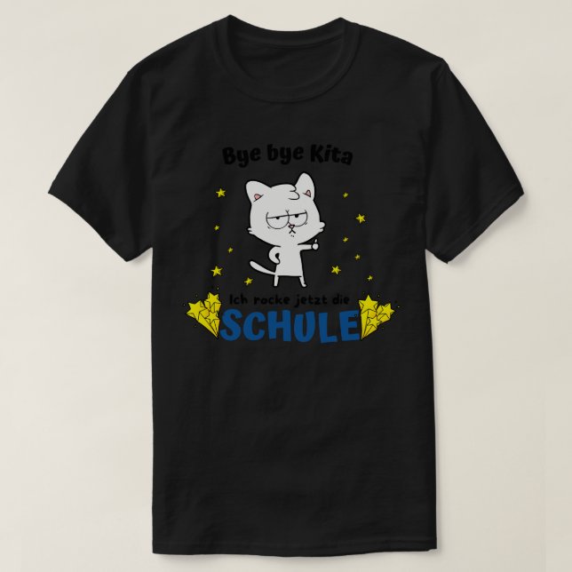 Camiseta Adeus Kita Schule Einschulung Spa Katze Kinder (Frente do Design)