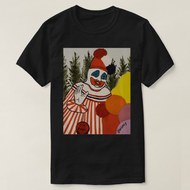 Camiseta Adeus Pogo, Palhaço de Gacy (Frente do Design)