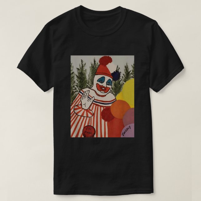 Camiseta Adeus Pogo, Palhaço de Gacy (Frente do Design)