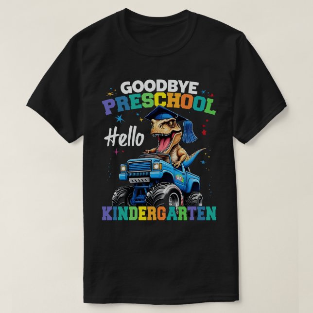 Camiseta Adeus Pré-Escolas Monstro da Formatação T rex (Frente do Design)