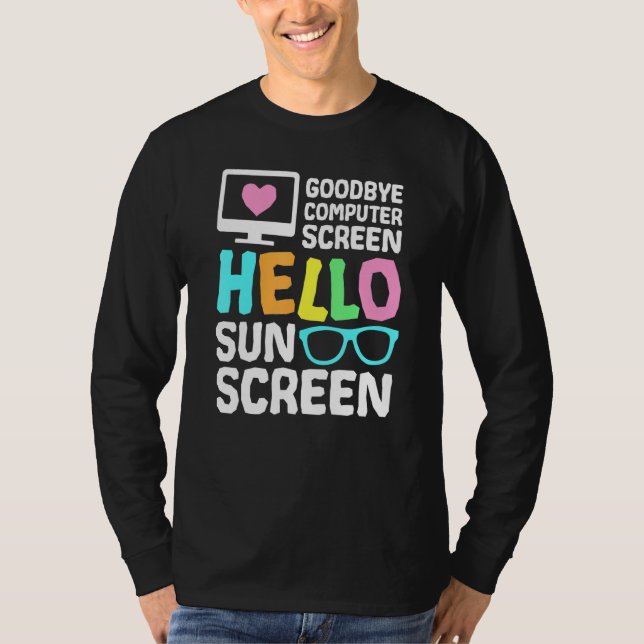 Camiseta Adeus, Tela do Computador Olá, Sunscreen Virtual T (Frente)